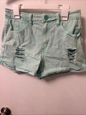 Justice Mint Distressed Denim Shorts
